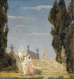 Pierrot Et Colombine Dans Un Parc — Emma Ciardi