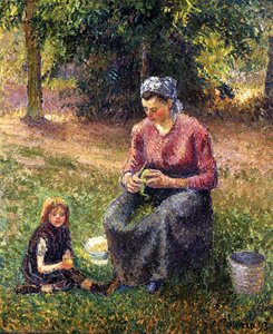 Peasant Woman And Child, Eragny — Camille Pissarro