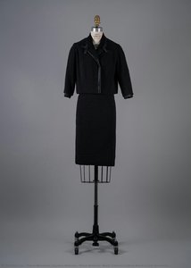 Pierre Balmain, Black Textured Cotton Blend Jacket Ensemble — Pierre Alexandre Claudius Balmain