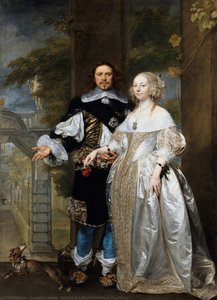 Portrait Of A Married Couple In The Park — Gonzales Coques