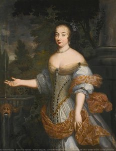 Portrait of a lady, said to be the Marchioness of Montchevreuil, three quarter length, beside a fountain