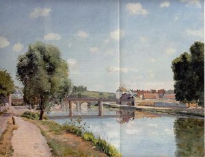 The Railroad Bridge At Pontoise — Camille Pissarro, Impressionistic Landscape