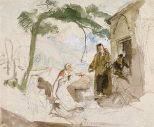 Figures Kneeling Before A Monk — John Frederick Lewis