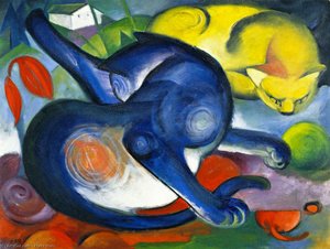 Two Cats, Blue And Yellow — Franz Marc, Expressionism