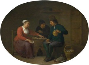 A Woman Playing Cards With Two Peasants — Hendrik Martensz Sorgh
