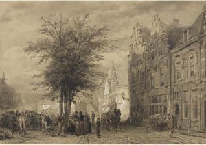 Markt Te Oudewater. A Farmers Market — Cornelis Springer