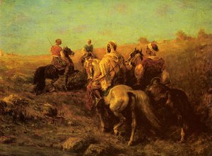 Arabian Horseman Near A Watering Place — Adolf Schreyer, Academicism