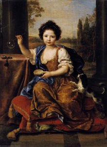 Girl Blowing Soap Bubbles — Pierre Mignard, Baroque Painting