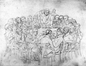 Preliminary Drawing For The Group Caricature, 'the Fraserians' — Daniel Maclise
