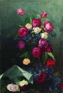 Still Life With Roses And Knapweeds — Konstantin Yegorovich Makovsky
