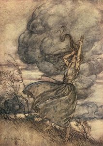 When The Storm Threatened To Burst On Their Heads, She Uttered A Laughing Reproof To The Clouds. 'come, Come,' Saith She, 'look To It That You Wet Us Not' — Arthur Rackham