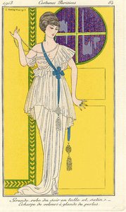 Grande Robe Du Soir En Tulle Et Satin — Georges Barbier