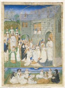 The Holy Virgins Greeted By Christ As They Enter The Gates Of Paradise — Simon Marmion