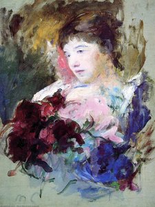 Young Girl Holding A Loose Bouquet — Mary Stevenson Cassatt