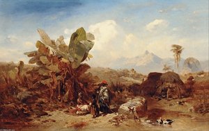 Landscape With Black People — Eduard Hildebrandt