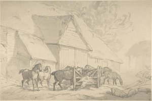 Stable Yard With Horses — Thomas Rowlandson