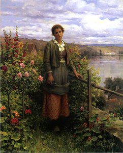In Her Garden — Daniel Ridgway Knight