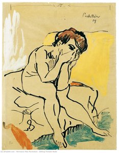 Sitting Female Nude — Hermann Max Pechstein, Expressionism