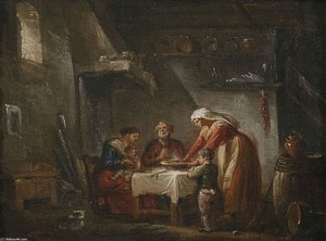 Kücheninterieur Mit Einer Familie
