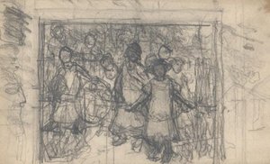 Compositional Study Featuring Children In Procession — Sir George Clausen