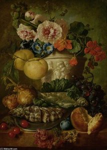 Still Life With Fruit, Flowers And Fish