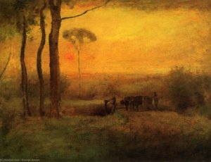 Pastoral Landscape At Sunset — George Innes, American Impressionism