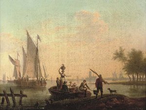 A Ferry Boat Disembarking Its Passengers