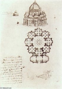 Architectural Studies-study Of A Central Church — Leonardo Da Vinci, Renaissance