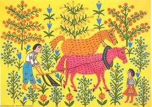 By Beloved Plows The Field — Maria Primachenko, Naive Art / Primitivism