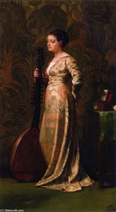 Girl With A Lute — Elihu Vedder