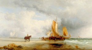 Dutch Herring Bus Unloading On The Beach