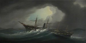Paddle Steamer 'great Western' In A Gale — Samuel Walters