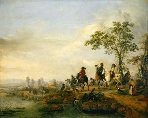 Falconers Return Home From The Hunt — Philips Wouwerman