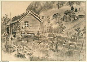 Landscape With Hay Rack And House — Nicolai Astrup