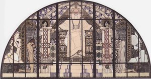 Am Steinhof Church, Colored Sketch Of South Window — Koloman Moser