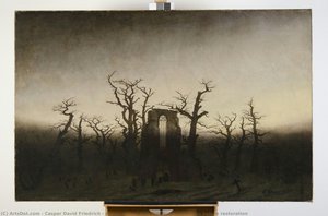 Abbey Among Oak Trees, Pre-condition Before Restoration — Caspar David Friedrich