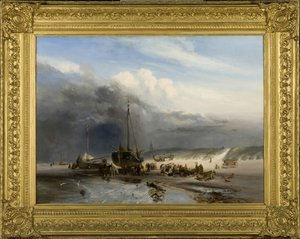 Beach Scene At Scheveningen With Fishing Boats — Charles Rochussen, Dutch Impressionism