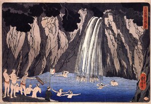 Pilgrims In The Waterfall — Utagawa Kuniyoshi