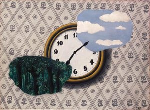 Composition With Clock, Sky And Forest — René Magritte