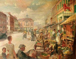 Market Day, High Street, High Wycombe, Buckinghamshire — Victor Elford