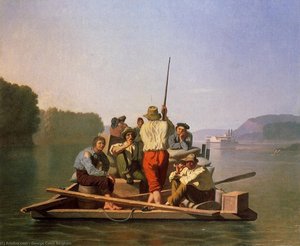 Lighter Relieving The Steamboat Aground — George Caleb Bingham