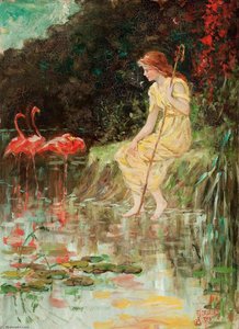 Maiden With Flamingos — Frederick Stuart Church