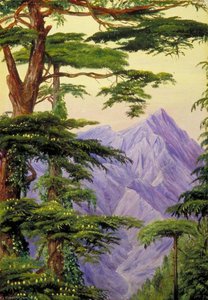 Deodars And The Choor Mountain From Nahl Dehra, India — Marianne North, Victorian Landscape Painting