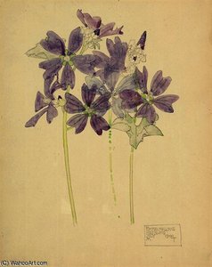 Purple Mallows, Holy Island — Albin Egger Lienz
