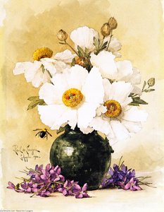Matilija Poppies And California Violets — Raoul De Longpre