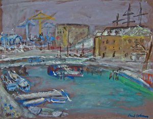 View On The Waterfront Oosterdok In Winter, Amsterdam City — Paul Werner, Impressionism