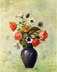 Anemones And Poppies In A Vase — Odilon Redon