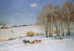 Winter Landscape With Horse-drawn Sleigh — Konstantin Yuon