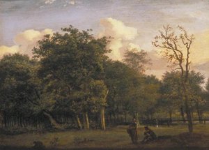 A Wooded Landscape With Figures — Jan Van Der Heyden
