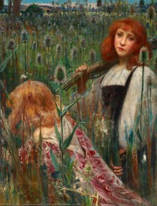 Girls Gathering Flowers (teasels) — Cecil Leonard Burns